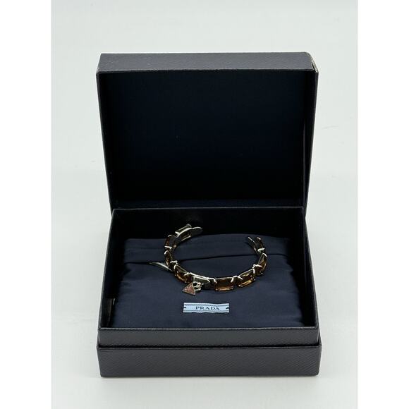 RETAIL $850 Prada Metal Bracelet with Crystals *FULL INCLUSION*Brown - Picture 10 of 10